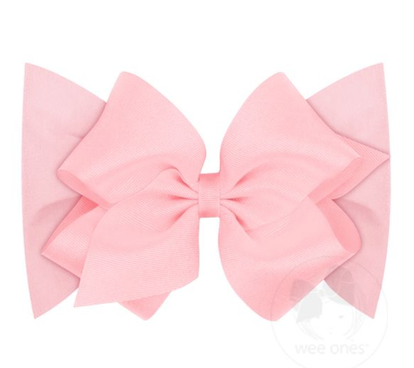 Medium Grosgrain Bow on Baby Headband - Light Pink